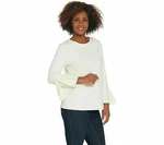 Martha Stewart Ponte Top With Bracelet Bell Sleeves Chalk White Large. Fixed Price $22.00.