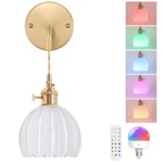 Shenmoyl Battery Operated Wall Sconce With White Tulip Shade Pattern Glass Adjus. Fixed Price $81.59.