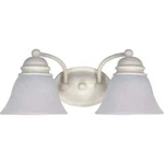 Satco 2-LIGHT Textured White Vanity With Alabaster Glass Bell Shades. Fixed Price $39.95.