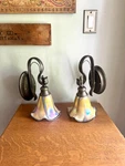 Vtg Quoizel Style Wall Sconces Todd Phillips Glass Shade. Fixed Price $390.50.