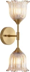 2-LIGHTS Gold Wall Sconce & Amber Glass Shades Mid Century Modern Brushed Brass. Fixed Price $54.99.