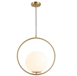 Bokt Gold Globe Pendant Light Fixture White Glass Mid Century. Fixed Price $49.99.