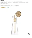 Hudson Lighting Wall Sconce Mitzi H112101-AGB. Fixed Price $60.00.