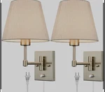 Samteen Modern Grey Swing Arm Wall Sconces, 2-PACK Hardwired Or Plug-in. Fixed Price $69.50.
