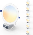 Dimmable 8" Led Recessed Light 6 Pack, 5CCT, 18W, Slim Canless, Etl/fcc. Fixed Price $105.99.