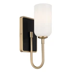 Kichler Solia 14" Light Wall Sconce, Bronze/black/opal Glass - 55161CPZ. Fixed Price $174.99.