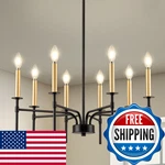 Yurnyq Modern Dining Room Fixture 8-LIGHT Black And Gold Farmhouse. Fixed Price $206.88.