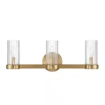 22 In. Izzy 3-LIGHT Brushed Gold Metal Vanity With Clear Ribbed Glass Ob. Fixed Price $50.34.