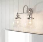 Hampton Bay Albona 2-LIGHT Brushed Nickel Vanity With Clear Seeded Glass. Fixed Price $68.88.