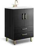 Elegant 24" Black Bathroom Vanity Set With Sink, Soft Close Doors & Drawers. Fixed Price $533.99.