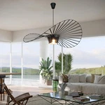 Modern Black Woven Chandelier, 39.37" Farmhouse Coastal Hat Pendant Light Fix.... Fixed Price $276.49.