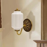Vintage White Milk Glass Wall Sconce Light Antique Brass Fixture Hallway Lamp. Fixed Price $107.52.