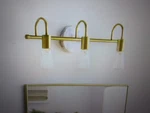 Hampton Bay Hensley 21 In. 3-LIGHT Gold And Faux Marble Bathroom Vanity. Fixed Price $29.95.