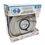 Cyber Tech LC7RT4-DD 4" Dimmable Pivoting Drop Down Led Can Light Nickel Satin. Fixed Price $27.99.