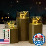 Lohas Led Christmas Electronic Candle Night Lights With Remote, 3-PACK Reindee. Fixed Price $58.80.