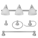 Globe Electric 50700 Estoril 5-PIECE Bathroom Vanity Light Set Silver. Fixed Price $77.49.