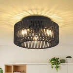 Rattan Fixtures, 3-LIGHT Boho Flush Mount, Farmhouse Ceiling With.... Fixed Price $72.63.