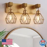 Farmhouse 3-LIGHT Gold Bathroom Vanity Fixture Rustic Matte Antique Brass. Fixed Price $111.98.