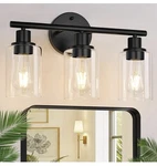Zarbitta 3-LIGHT Bathroom Fixture Matte Black Vanity Farmhouse Wall Open Box. Fixed Price $69.64.