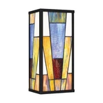 1-LIGHT Mission Style Outdoor Wall Sconce Tiffany Glass Shade Matte Black. Fixed Price $118.29.