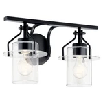 Kichler Everett 2 Bath Light, Black/clear - 55078BK. Fixed Price $314.99.