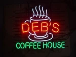 Deb's Coffee House 24"X20" Neon Sign Light Lamp Decor Visual Wall Glass Show Le. Fixed Price $214.19.