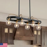 Moooniche 6 Lights Rectangular Chandelier Black Gold Linear. Fixed Price $166.23.