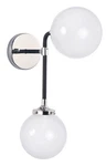 Maxim 24722 Black & Polished Nickel Atom 18" Wall Sconce With White Glass Shades. Fixed Price $125.80.