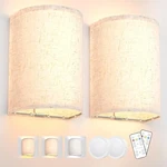 Battery Operated Wall Sconces Set Of Two, Lamp With Remote, 3 Colors Dim.... Fixed Price $41.09.