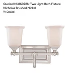 Quoizel NL8602BN Open Box Nicholas Bathroom Vanity Light Brushed Nickel. Fixed Price $180.00.