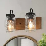 Lnc UE3EQJHD14332N7 Oil-rubbed Bronze W.mason Jar Shades,faux Wood Wall Sconce. Fixed Price $59.99.