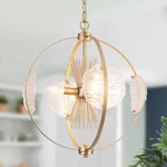 Durent Lighting Gold Orb Chandelier 4-LIGHT Sputnik Fixture, Ripple Glass. Fixed Price $134.95.