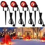Rossesay 4 Pcs Christmas Red Spotlight Outdoor Plug Landscape Lighting 12W. Fixed Price $58.52.