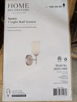 Home Decorators Ayelen 1-LIGHT Brushed Nickel Opal White Glass Wall Sconce. Fixed Price $52.00.