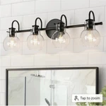 Lnc Modern Industrial 28.5 4-LIGHT Black Bath Vanity With Clear Glass. Fixed Price $59.99.