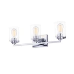 Justice Evolv Cilindro 3-LIGHT Bath Bar, Clear Glass/chrome FSN-8093-CLER-CROM. Fixed Price $158.40.
