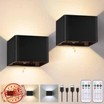 Yochoice Motion Sensor Wall Sconces 2PK Black Wireless Rechargeable Led. Fixed Price $44.99.