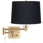 Barnes And Ivy Alta Square Black Drum Warm Gold Swing Plug-in Wall Lamp. Fixed Price $143.99.