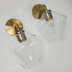 Set Of 2021 West Elm Sculptural Geo Sconce Light Clear Glass W/antiqued Brass. Fixed Price $149.99.