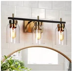 Zevni Modern Brass Gold Bathroom Vanity Light W/ Cylinder Clear Glass Shades. Fixed Price $70.00.