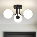 Industrial 3-LIGHT Black Ceiling Fixture With Frosted Glass Shade. Fixed Price $90.99.