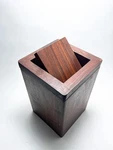 Walnut Flippity-top Wood Trash Can Bin (small, Large). Fixed Price $230.00.