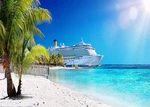 7X5FT Cruise Ship Backdrop Caribbean Sea Background Palm Trees Tropical Beach.... Fixed Price $26.69.