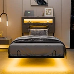 Twin Floating Bed Frame W/ Led Cama Con Luz Plataforma Gris New. Fixed Price $170.61.