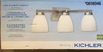 New Kichler Led 3-LIGHT Vanity Satin Nickel White Glass Shades #0616046. Fixed Price $66.00.