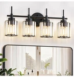 4 Round Crystal Vanity Lights Modern Black Wall Bath Mirror. Fixed Price $32.30.