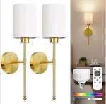 Niorsun Battery Wall Sconces Set Of 2, 15" Gold Led Rechargeable With Remote. Fixed Price $37.98.