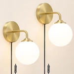 Mid Century Gold Wall Sconce Set Of 2 With Milky White Glass Shade. Fixed Price $99.99.