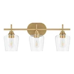 Hampton Bay Pavlen 24 In. 3-LIGHTS Antique Brass Vanity Clear Glass Shades. Fixed Price $39.99.