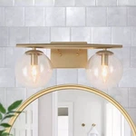 Uolfin Globe Bathroom Vanity 2-LIGHT Gold With Clear Glass Shade. Fixed Price $82.99.